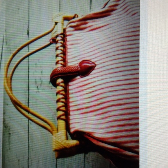 Brighton Canvas & Leather Bag W/Bamboo Handles - Picture 2 of 13